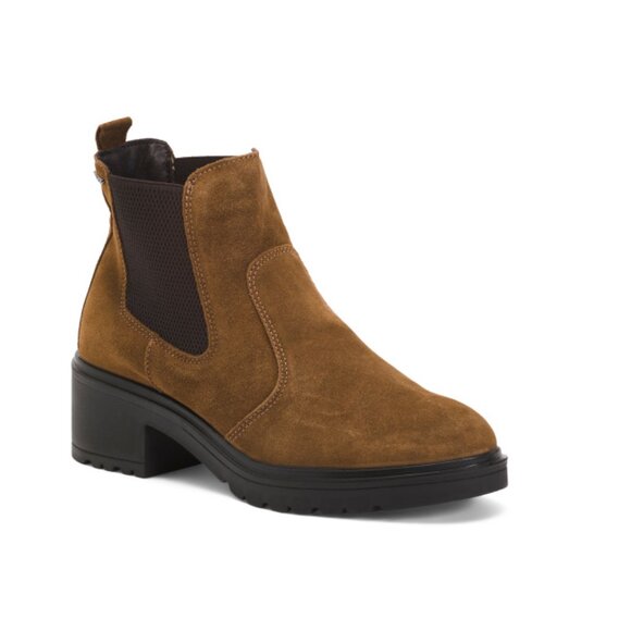 IGI&CO Cognac Made In Italy Suede Chelsea Booties - Picture 1 of 2